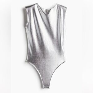[M] NWT H&M Shimmery Metallic Bodysuit with shoulder pads